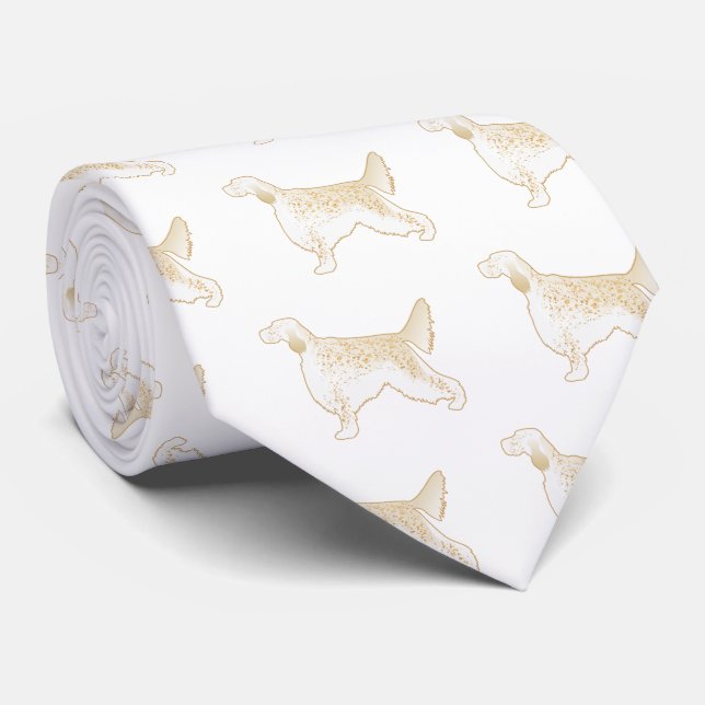English Setter Dog Breed Illustration Silhouette Tie (Rolled)