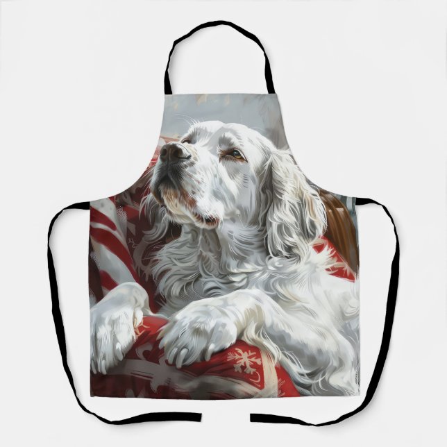 English Setter Dog Christmas Festive Apron (Front)