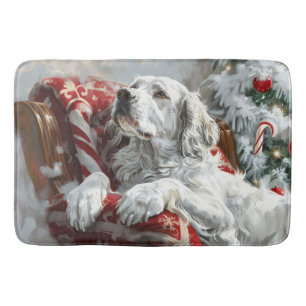 English Setter Dog Christmas Festive Bath Mat