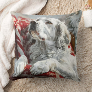English Setter Dog Christmas Festive Cushion