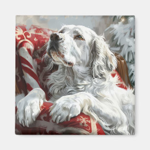English Setter Dog Christmas Festive Magnet