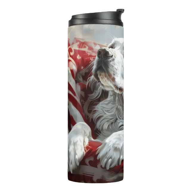 English Setter Dog Christmas Festive Thermal Tumbler (Rotated Left)