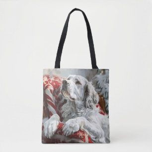 English Setter Dog Christmas Festive Tote Bag