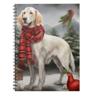 English Setter Dog in Snow Christmas Notebook