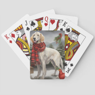 English Setter Dog in Snow Christmas Playing Cards