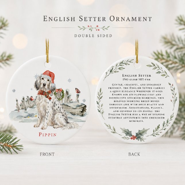 English Setter Dog Monogram Ceramic Tree Decoration (Creator Uploaded)