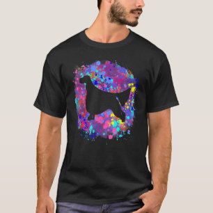 English Setter Dog Pink Watercolor Splatter Art T-Shirt