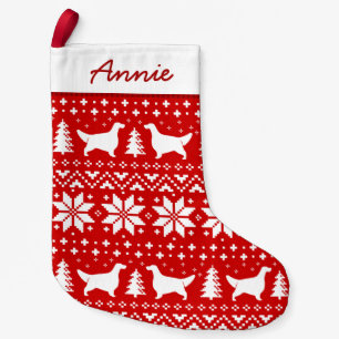 English Setter Dog Silhouettes Pattern Cute Small Christmas Stocking
