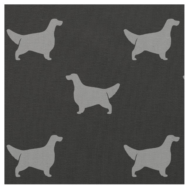 English Setter Dog Silhouettes Pattern Fabric (Close Up)