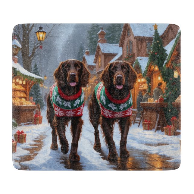 English Setter Dogs Christmas Snow Holiday Cutting Board (Front)
