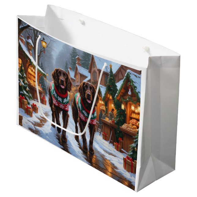 English Setter Dogs Christmas Snow Holiday Large Gift Bag (Front Angled)