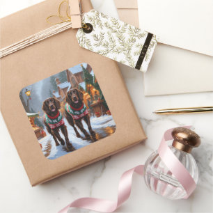 English Setter Dogs Christmas Snow Holiday Square Sticker