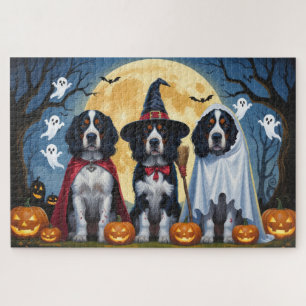 English Setter Dogs Pumpkin Halloween Funny Jigsaw Puzzle