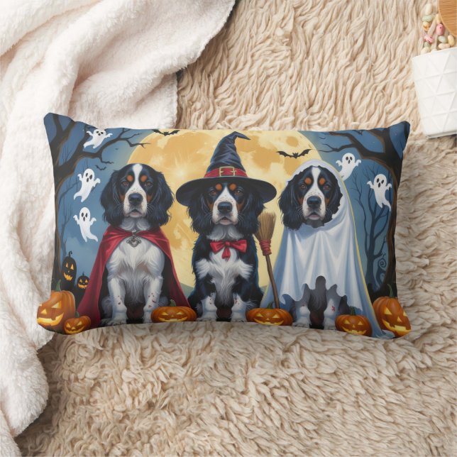 English Setter Dogs Pumpkin Halloween Funny Lumbar Cushion (Blanket)