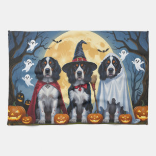 English Setter Dogs Pumpkin Halloween Funny Tea Towel