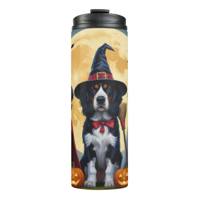 English Setter Dogs Pumpkin Halloween Funny Thermal Tumbler (Front)