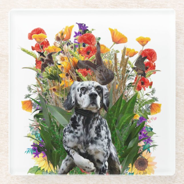 English Setter        Glass Coaster (Front)