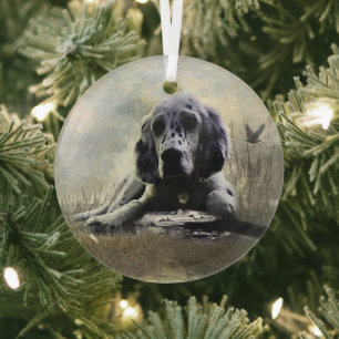 English Setter  Glass Tree Decoration