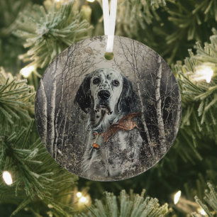English Setter  Glass Tree Decoration