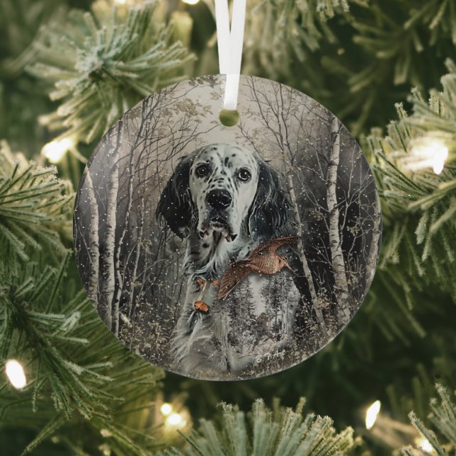 English Setter  Glass Tree Decoration (Insitu)