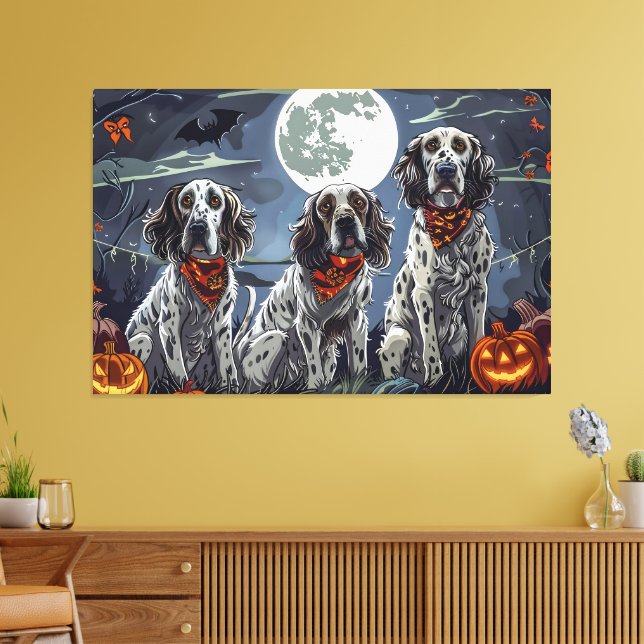 English Setter Halloween Spooky Canvas Print (Insitu(LivingRoom))