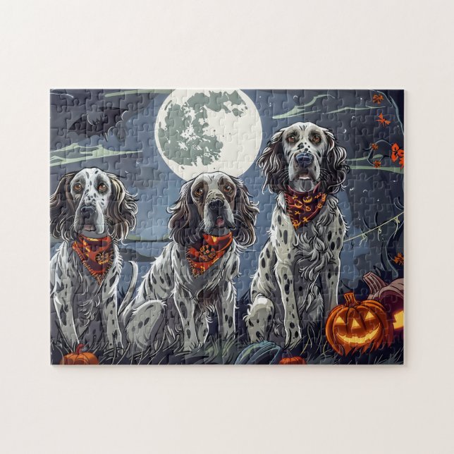 English Setter Halloween Spooky Jigsaw Puzzle (Horizontal)