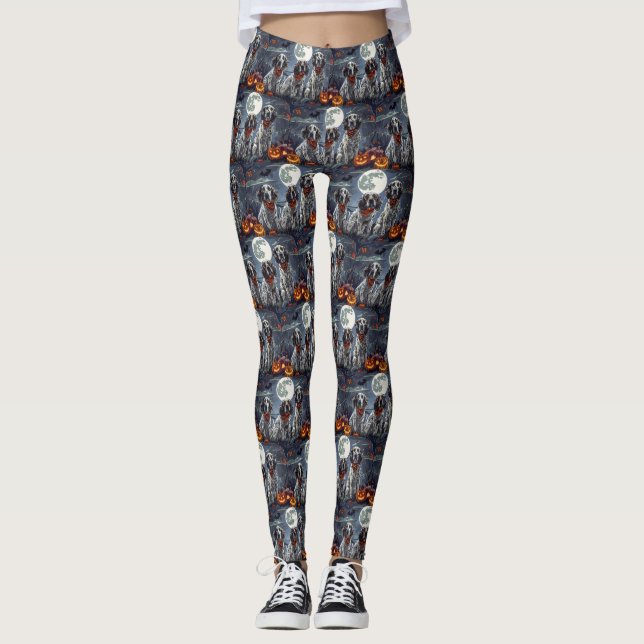 English Setter Halloween Spooky Leggings (Front)