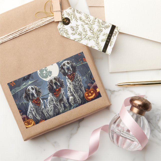 English Setter Halloween Spooky Rectangular Sticker (Gifting)