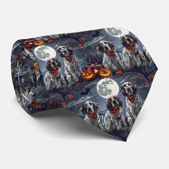 English Setter Halloween Spooky Tie (Rolled)