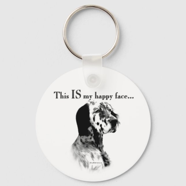 English Setter Happy Face Keychain (Front)