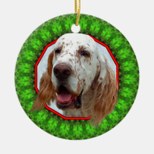 English Setter Happy Howliday Ceramic Tree Decoration