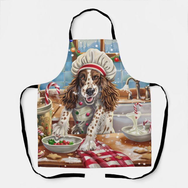 English Setter Holiday Baking: Festive Christmas Apron (Front)