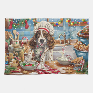 English Setter Holiday Baking: Festive Christmas Tea Towel