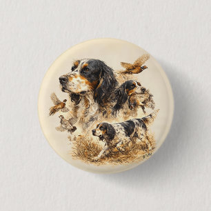 English Setter ,Hunting Art  3 Cm Round Badge