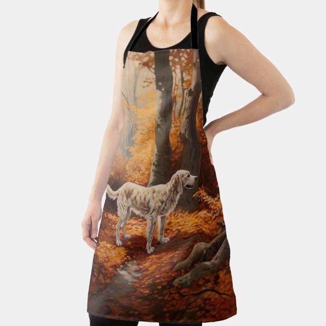 English Setter in Autumn Leaves Fall Inspire Apron (Insitu)