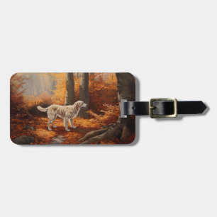 English Setter in Autumn Leaves Fall Inspire Luggage Tag