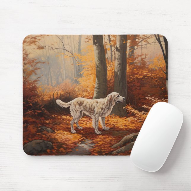 English Setter in Autumn Leaves Fall Inspire Mouse Mat (With Mouse)