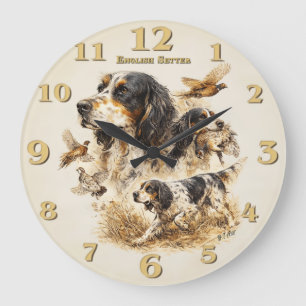 English Setter  Large Clock
