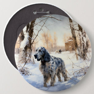 English Setter Let It Snow Christmas 6 Cm Round Badge