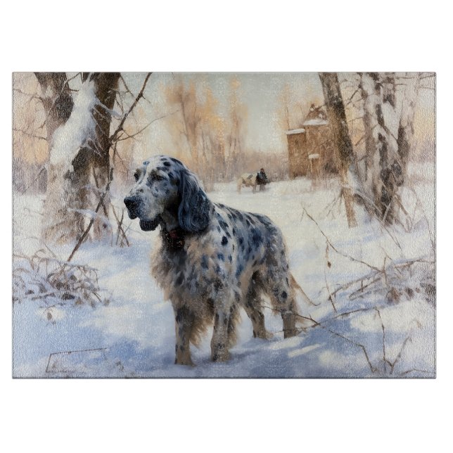 English Setter Let It Snow Christmas Cutting Board (Front)