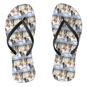 English Setter Let It Snow Christmas Flip Flops