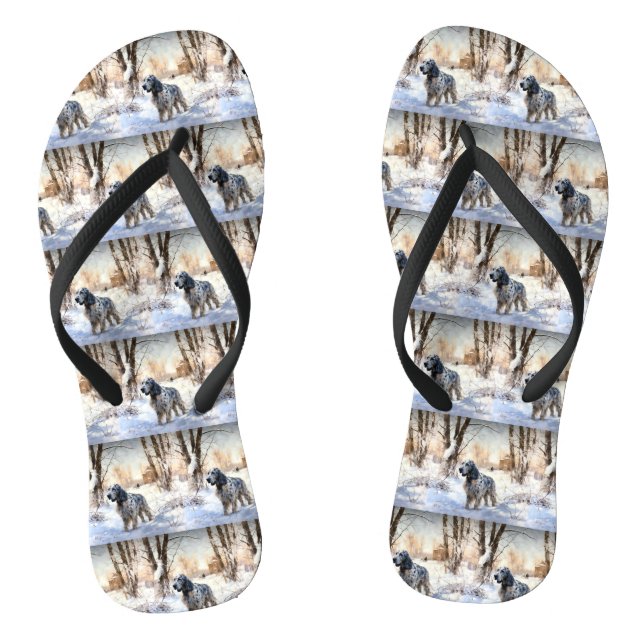 English Setter Let It Snow Christmas Flip Flops (Footbed)