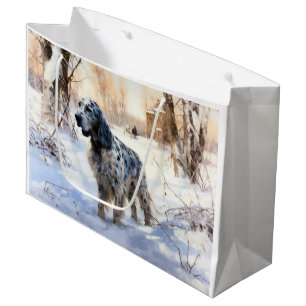 English Setter Let It Snow Christmas Large Gift Bag