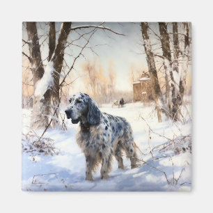 English Setter Let It Snow Christmas Magnet