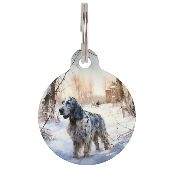 English Setter Let It Snow Christmas Pet Tag (Front)