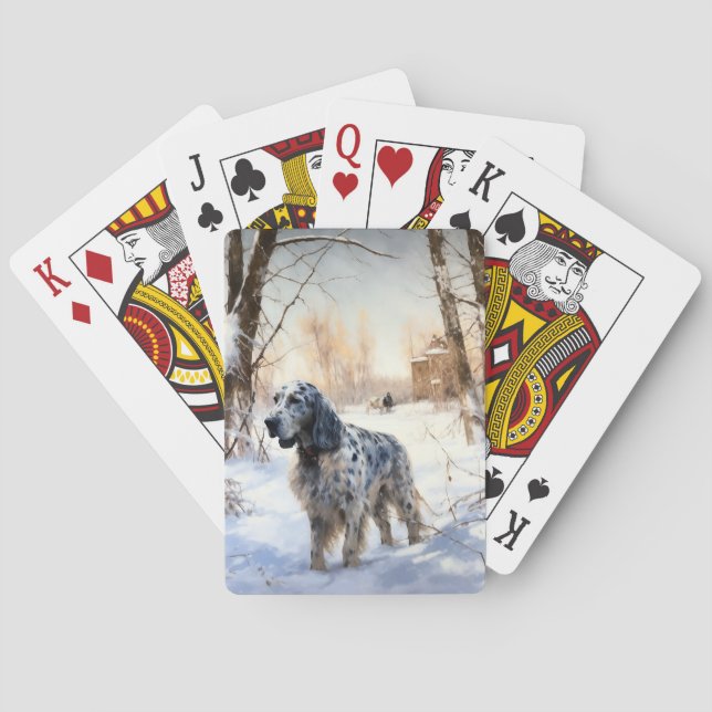 English Setter Let It Snow Christmas Playing Cards (Back)