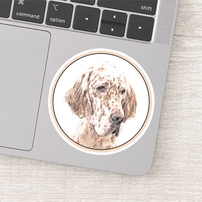 English Setter Orange Belton Painting Dog Art (Detail)