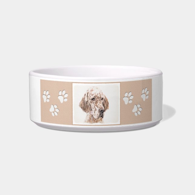 English Setter Orange Belton Painting Dog Art Bowl (Right)
