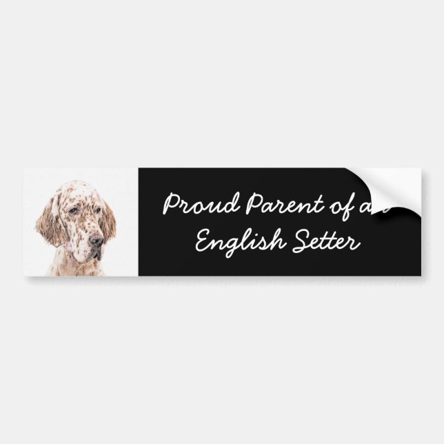 English Setter Orange Belton Painting Dog Art Bumper Sticker (Front)