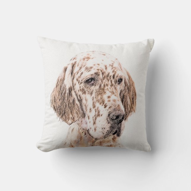 English Setter Orange Belton Painting Dog Art Cushion (Front)